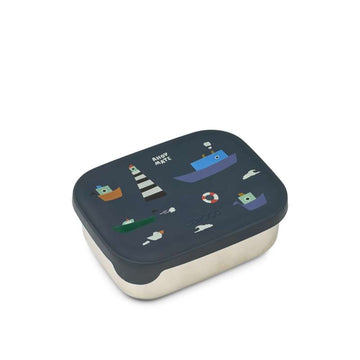 Liewood Arthur Ruminddelt Madkasse - Stål/Silikone - Sailing/Classic Navy