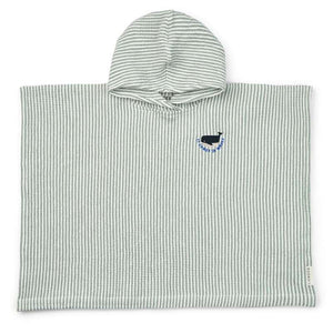 Liewood Paco Poncho - Broderet - Y/D Stripe Peppermint/Creme de la Creme