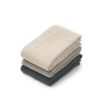 Liewood Lewis Muslin Stofbleer - 3-pak - Dove Blue Mix