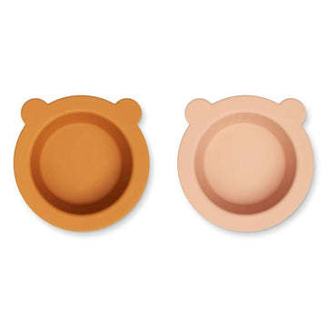 Liewood Peony Skridsikker Skål - 2-Pak - Mustard/Tuscany Rose Mix