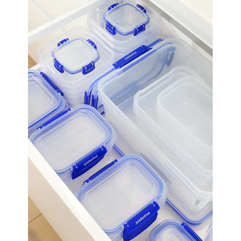 Sistema Madopbevaring - Klip It Plus - Rectangle - 3-Pak - 400ml - Blå