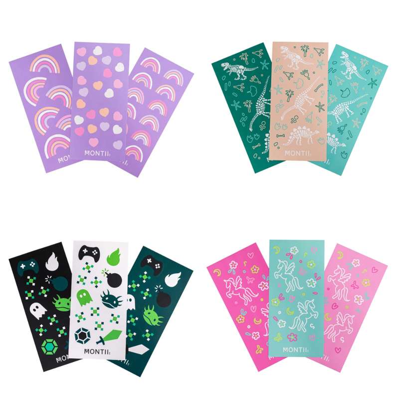 MontiiCo Vandfaste Stickers til Madkasser og Drikkedunke - Game On
