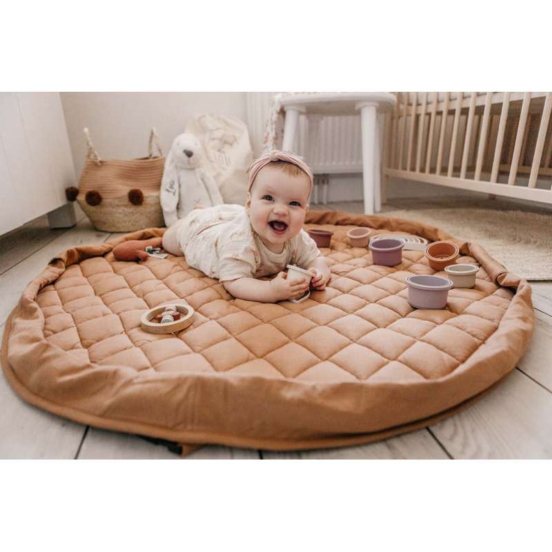 Play & Go Soft Organic - 2-i-1 Opbevaringstæppe/Legetæppe - Tawny Brown
