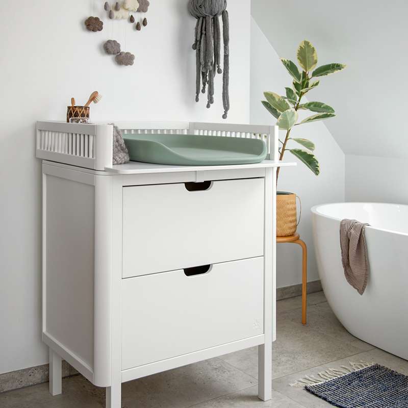 Sebra Sengen og Puslebordet m. Tilbehør - Classic White - Deluxe Bundle 5