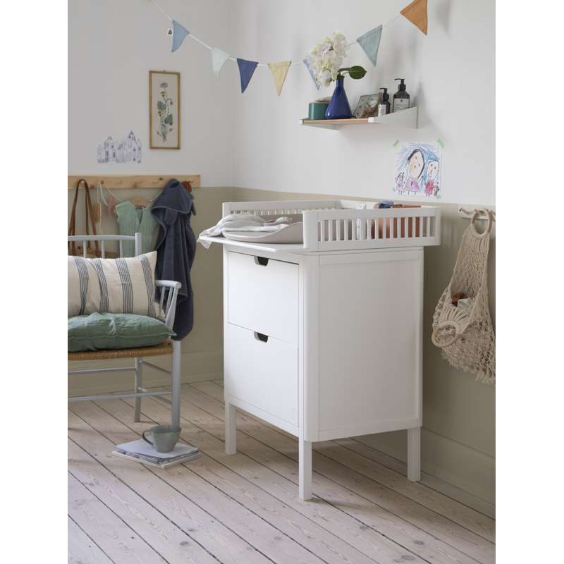 Sebra Puslebordet m. Skuffer - Classic White - Bundle 2