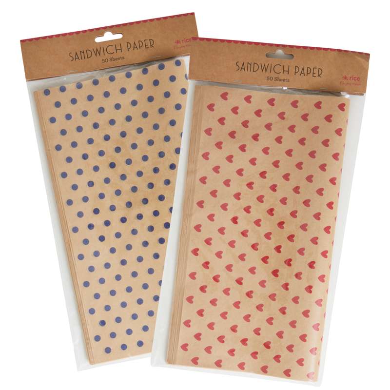 RICE 50 Stk. Sandwichpapir - Dots - Blå